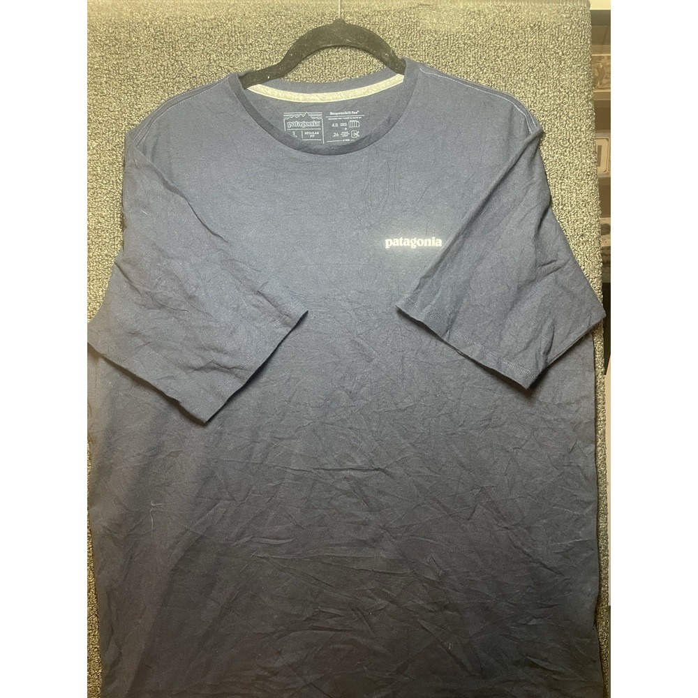 Patagonia Men's Responsibili-Tee T Shirt Sz Large Classic Regular Fit Navy Blue